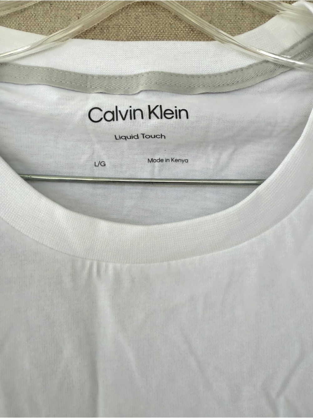 Calvin Klein Liquid Touch Classic Fit White Crewneck Short Sleeve T-Shirt Size L - Picture 3 of 5